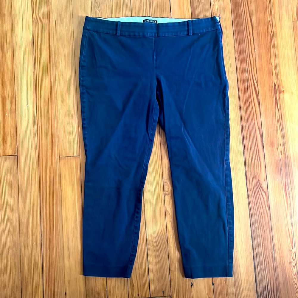 Navy Blue J. Crew Mercantile Side Zip Straight Leg Pants